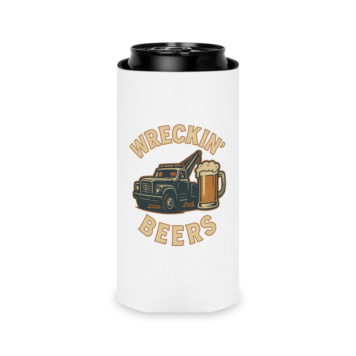 Wreckin' Beers Can Cooler – Funny Beer Mug Holder, Perfect for Parties, Barbecues, Father's Day Gifts, and Tailgates