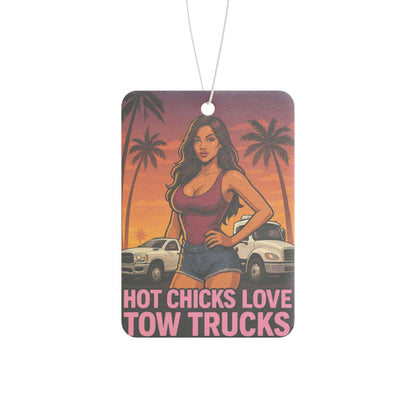 Fun Car Air Freshener - 'Hot Chicks Love Tow Trucks' - Cute Gift for Car Lovers, Auto Enthusiasts, Summer Vibes, Unique Gifts
