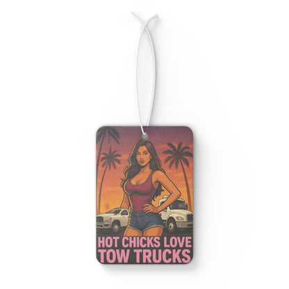 Fun Car Air Freshener - 'Hot Chicks Love Tow Trucks' - Cute Gift for Car Lovers, Auto Enthusiasts, Summer Vibes, Unique Gifts