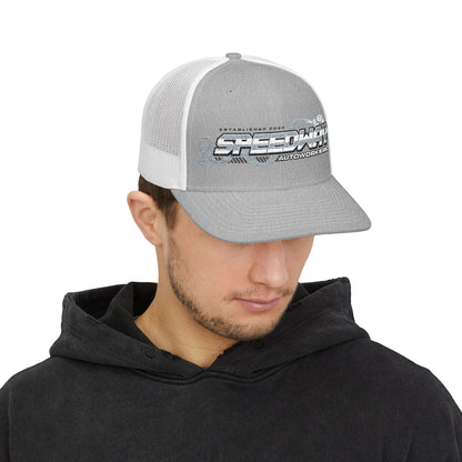 Speedway Embroidered Snapback Trucker Cap | Stylish Men's Accessory, Cool Gift Idea, Casual Summer Wear, Outfit Enhancer, Sporty Hats