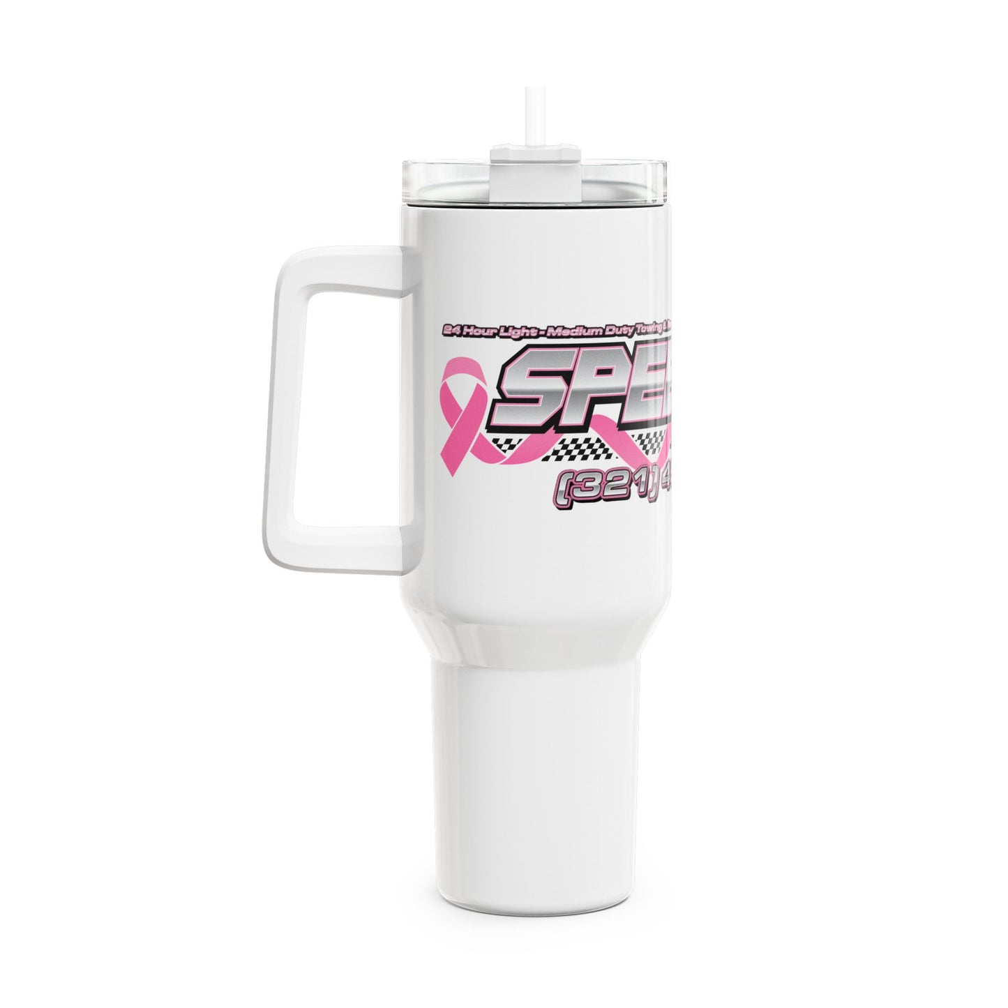 Pink Racing Tumbler, 40oz - Motivational Car Enthusiast Travel Mug, Gift for Racers, Automotive Lovers, Show Car Events
