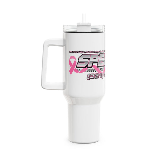Pink Racing Tumbler, 40oz - Motivational Car Enthusiast Travel Mug, Gift for Racers, Automotive Lovers, Show Car Events