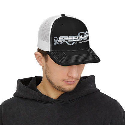 Speedway Embroidered Snapback Trucker Cap | Stylish Men's Accessory, Cool Gift Idea, Casual Summer Wear, Outfit Enhancer, Sporty Hats