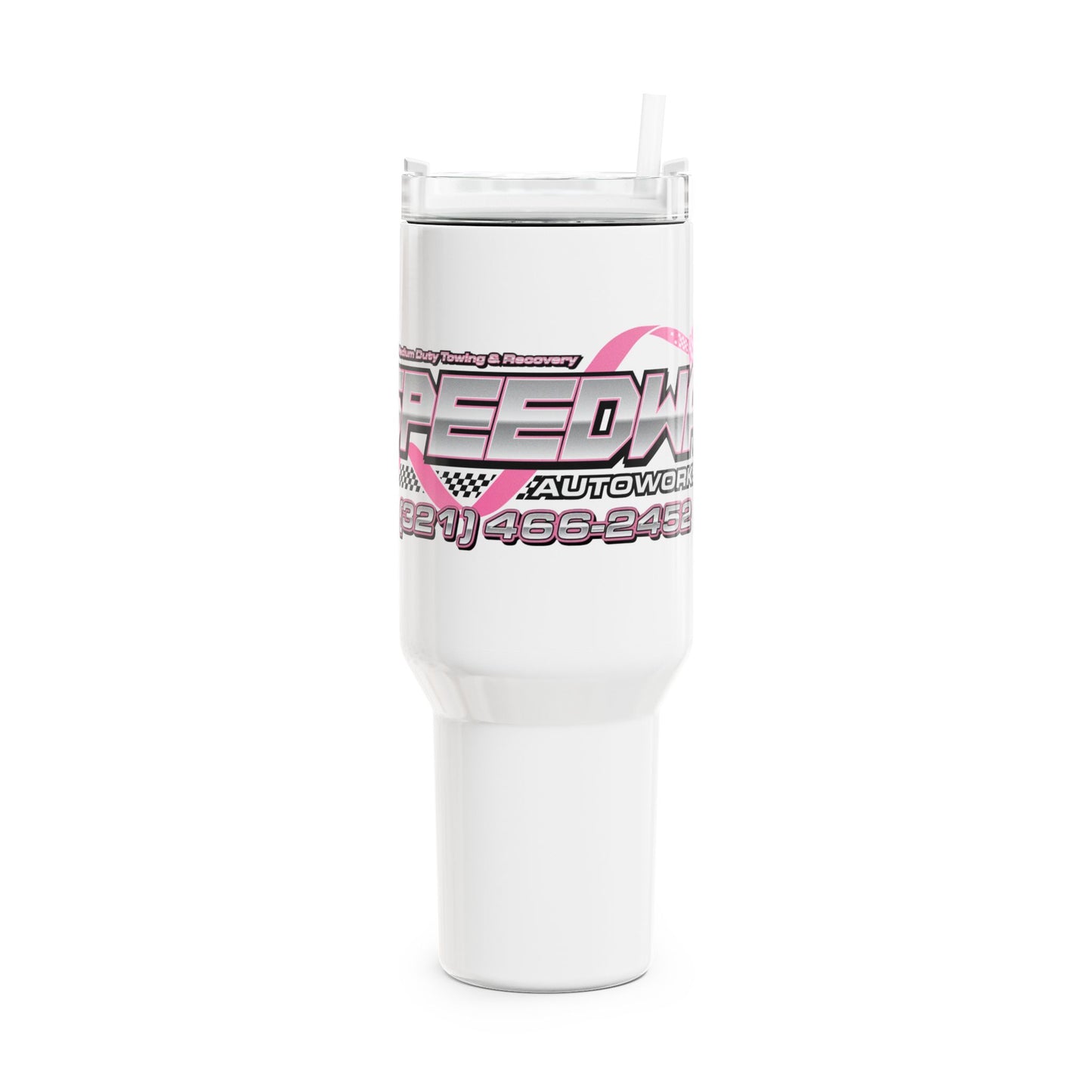 Pink Racing Tumbler, 40oz - Motivational Car Enthusiast Travel Mug, Gift for Racers, Automotive Lovers, Show Car Events