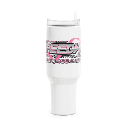 Pink Racing Tumbler, 40oz - Motivational Car Enthusiast Travel Mug, Gift for Racers, Automotive Lovers, Show Car Events